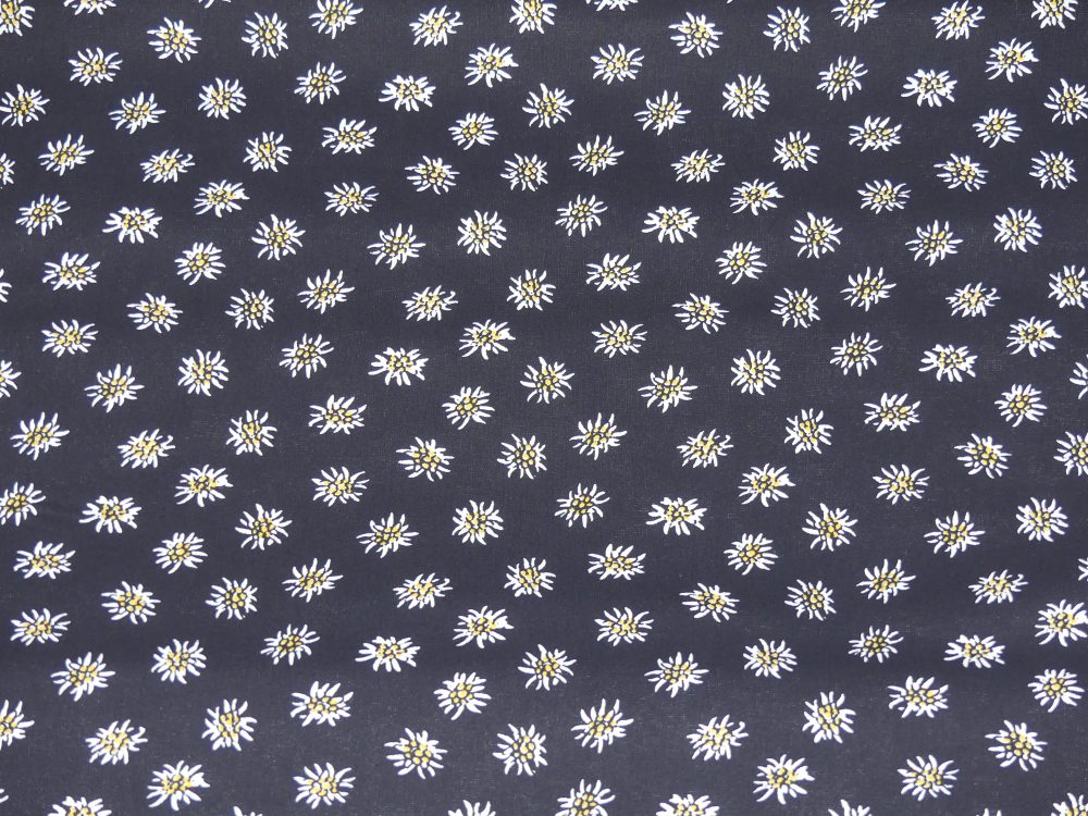 Tissu Noir avec edelweiss