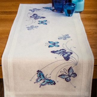 Chemin de table papillons bleus