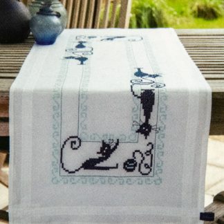 Chemin de table chats bleus