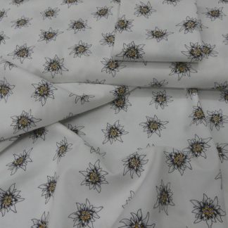 Tissu edelweiss sur fond blanc