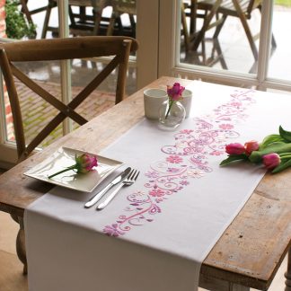 Chemin de table fantaisie rose et mauve