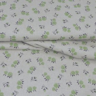 Tissu fleurs vertes