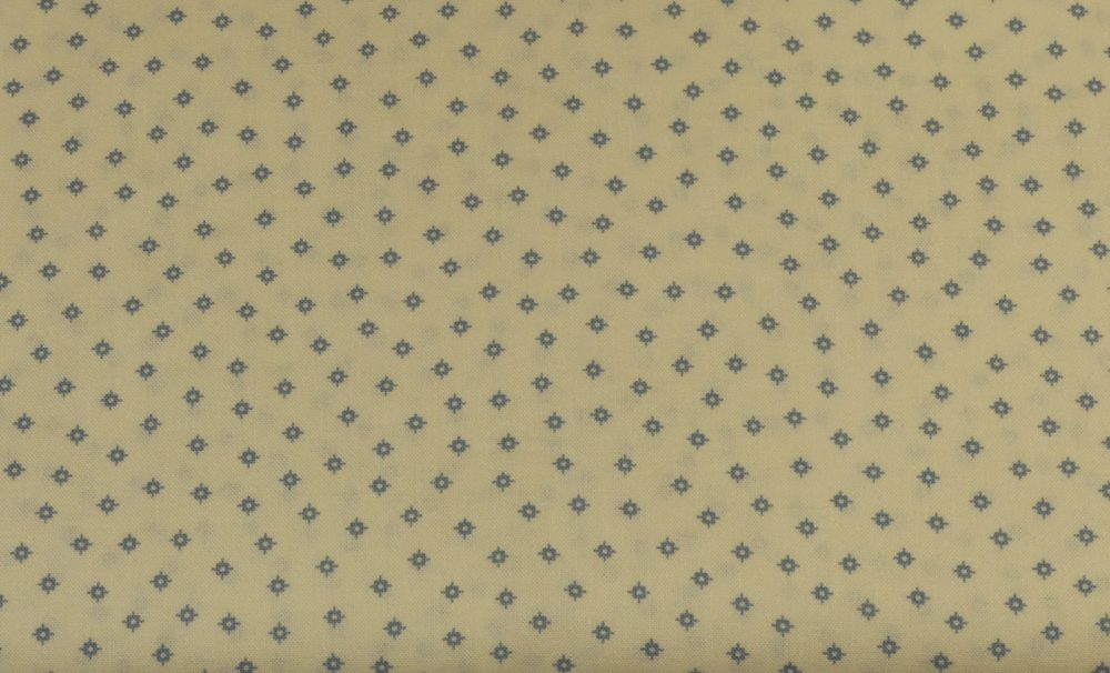 Tissu rond bleu fond écru