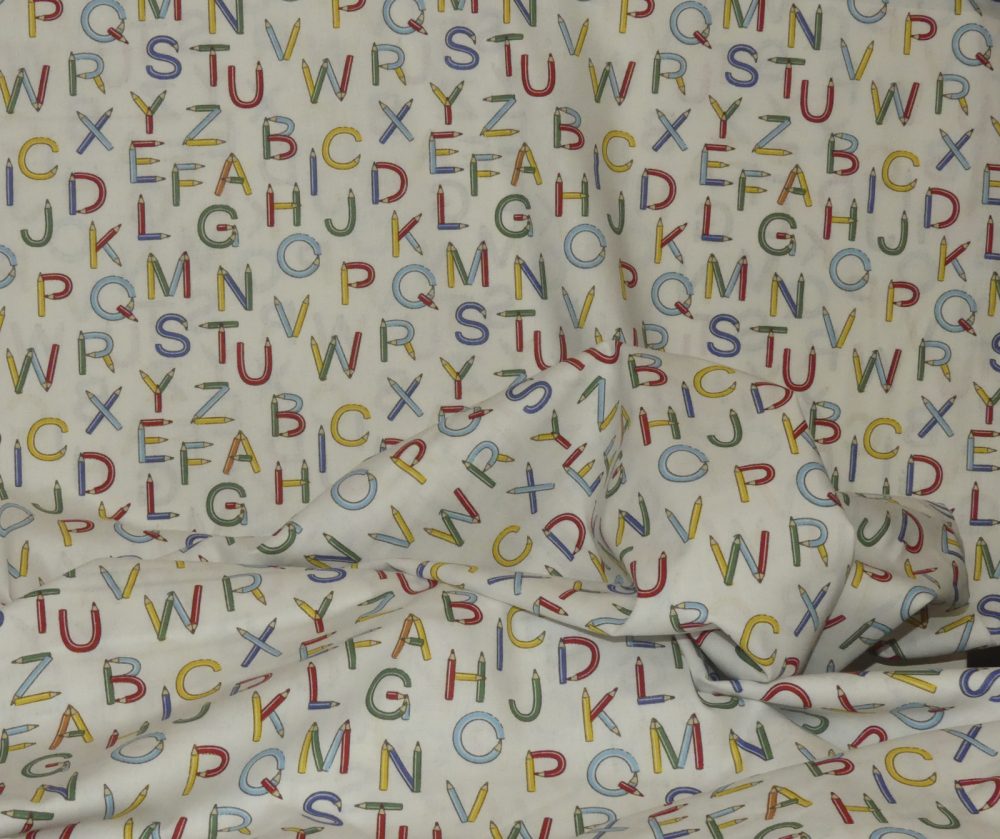 Tissu ABC fond blanc