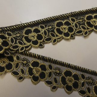 Ruban fleur noir/or