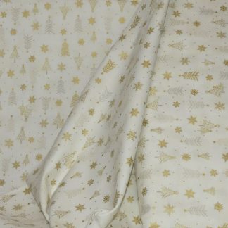 Tissu sapin or fond écru
