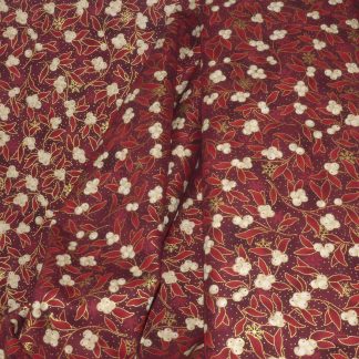 Tissu gui fond bordeaux