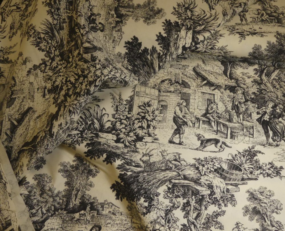Tissu toile de Jouy noire