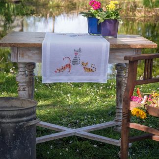 Chemin de table chats rayés