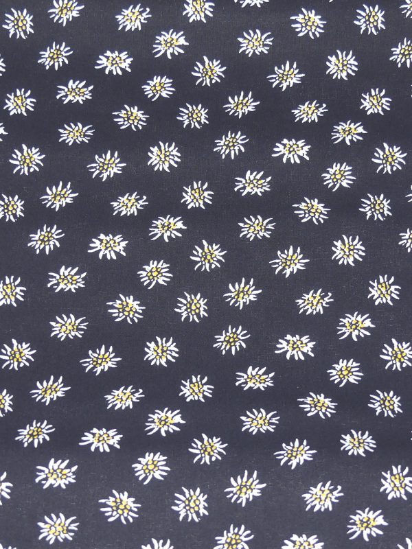 Tissu Noir avec edelweiss