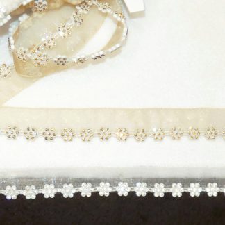 Galon strass fleur