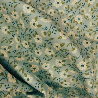 Tissu motif fleurs écru