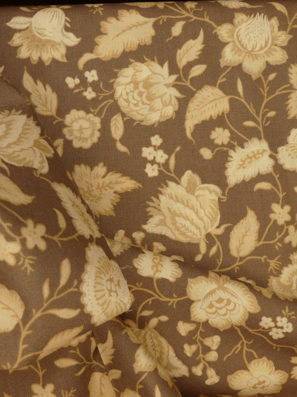 Tissu motif fleur beige