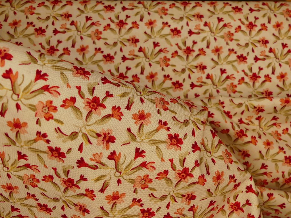 Tissu motif fleur rouge