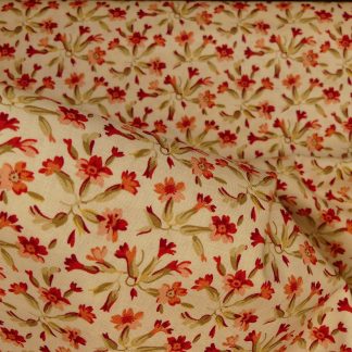Tissu motif fleur rouge