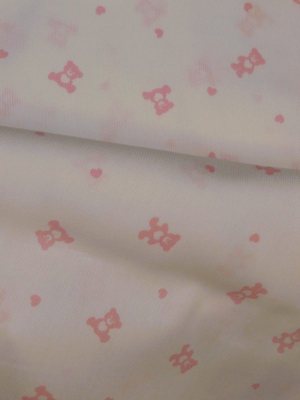 Tissu motif ours rose
