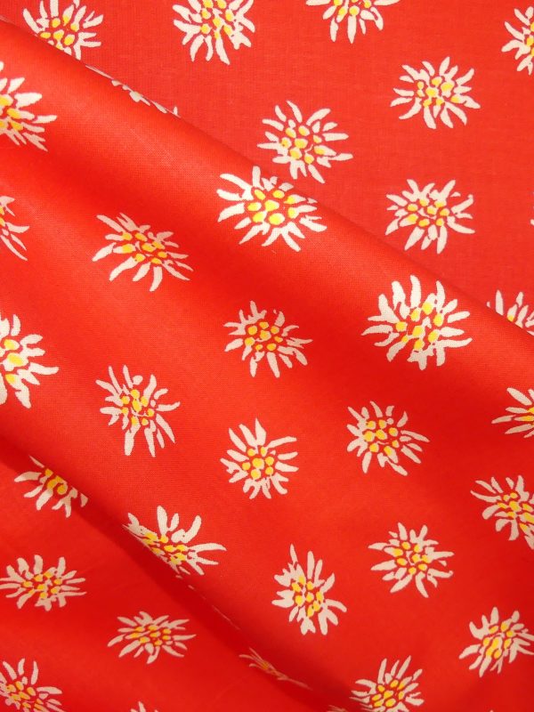 Tissu edelweiss rouge