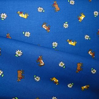 Tissu edelweiss et vache bleue