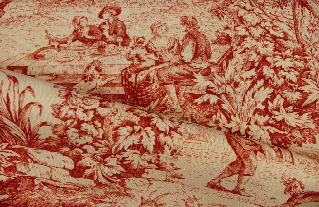 Tissu toile de Jouy rouge