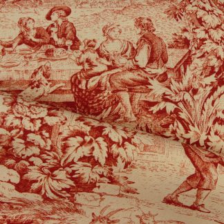 Tissu toile de Jouy rouge