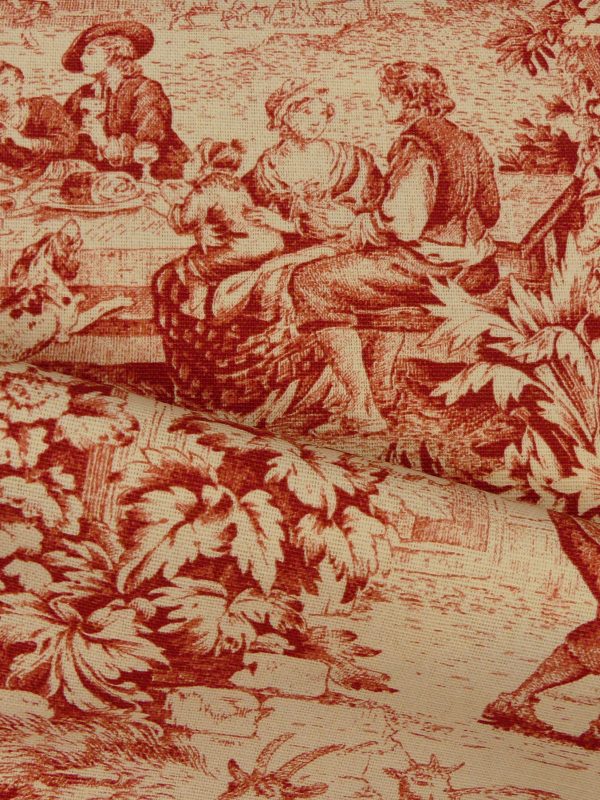 Tissu toile de Jouy rouge
