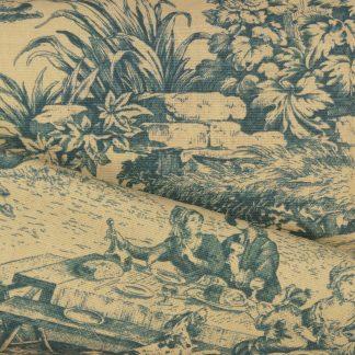 Tissu toile de Jouy bleue