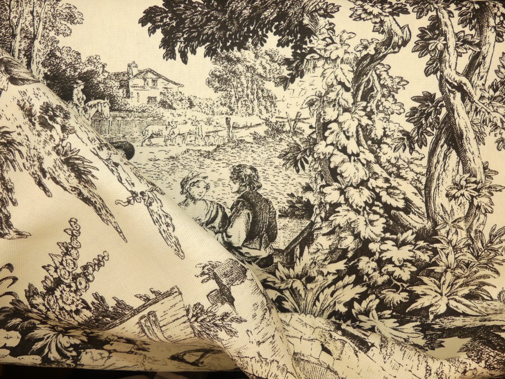 Tissu toile de Jouy noire