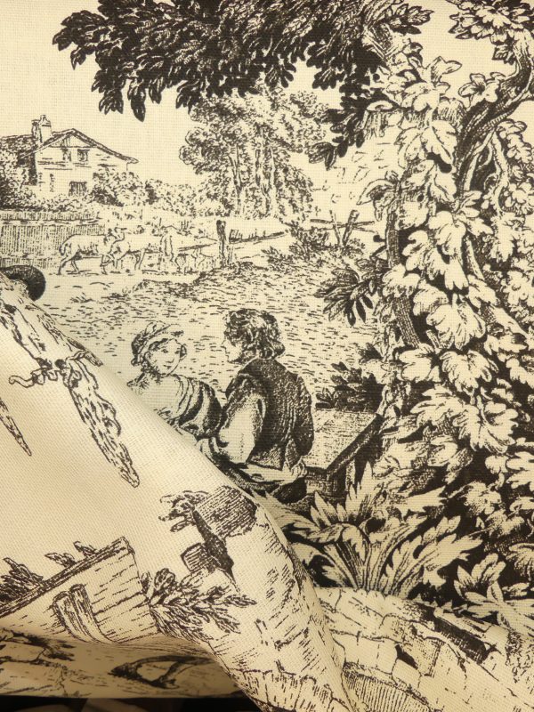 Tissu toile de Jouy noire