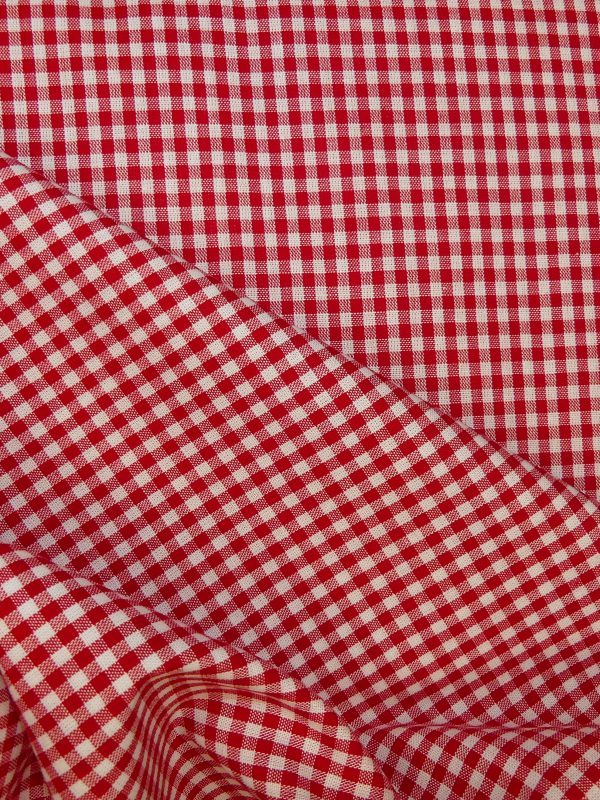 Tissu vichy rouge et blanc